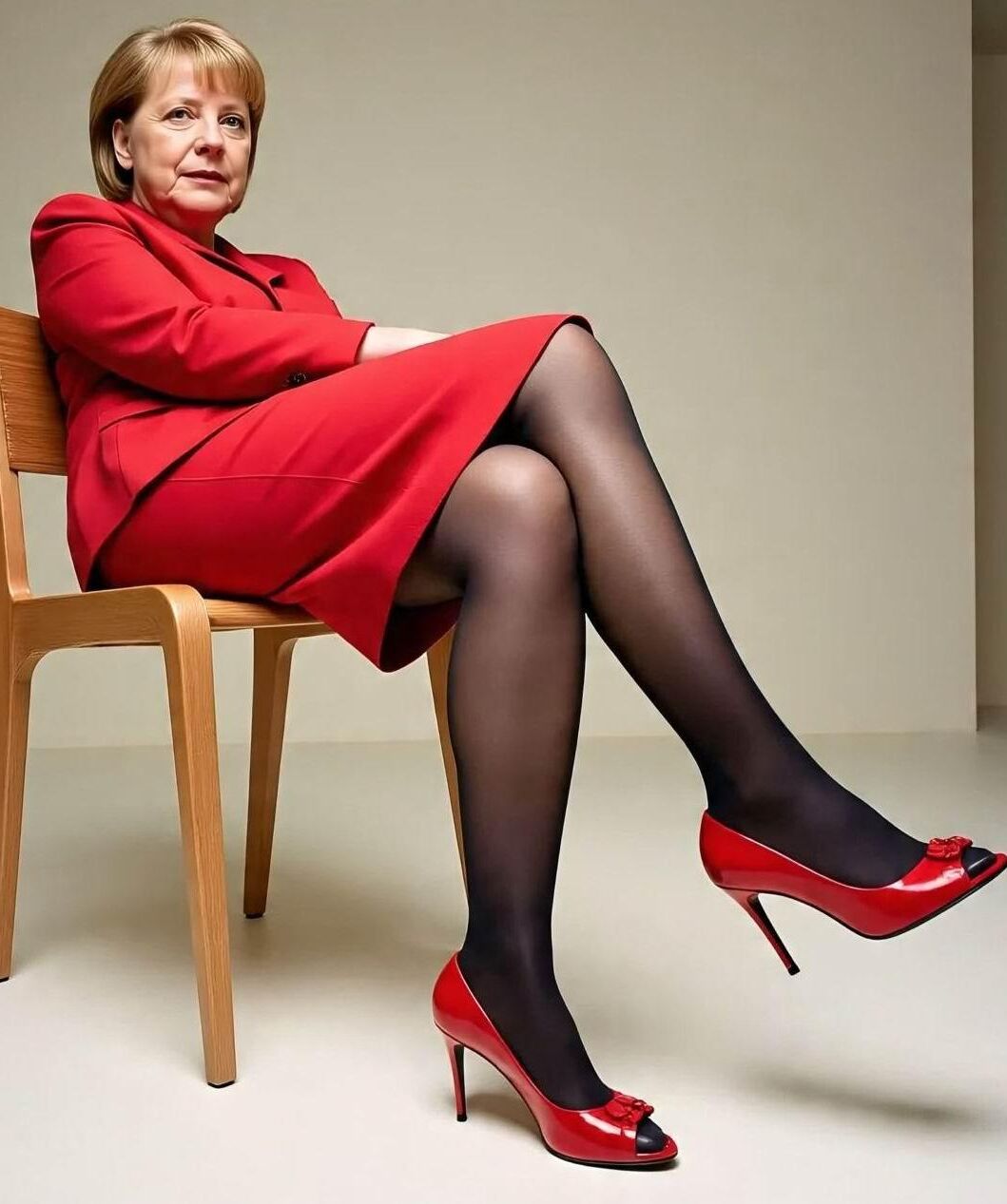 Angela Merkel Legshow in Nylon und Hohen Hacken AI