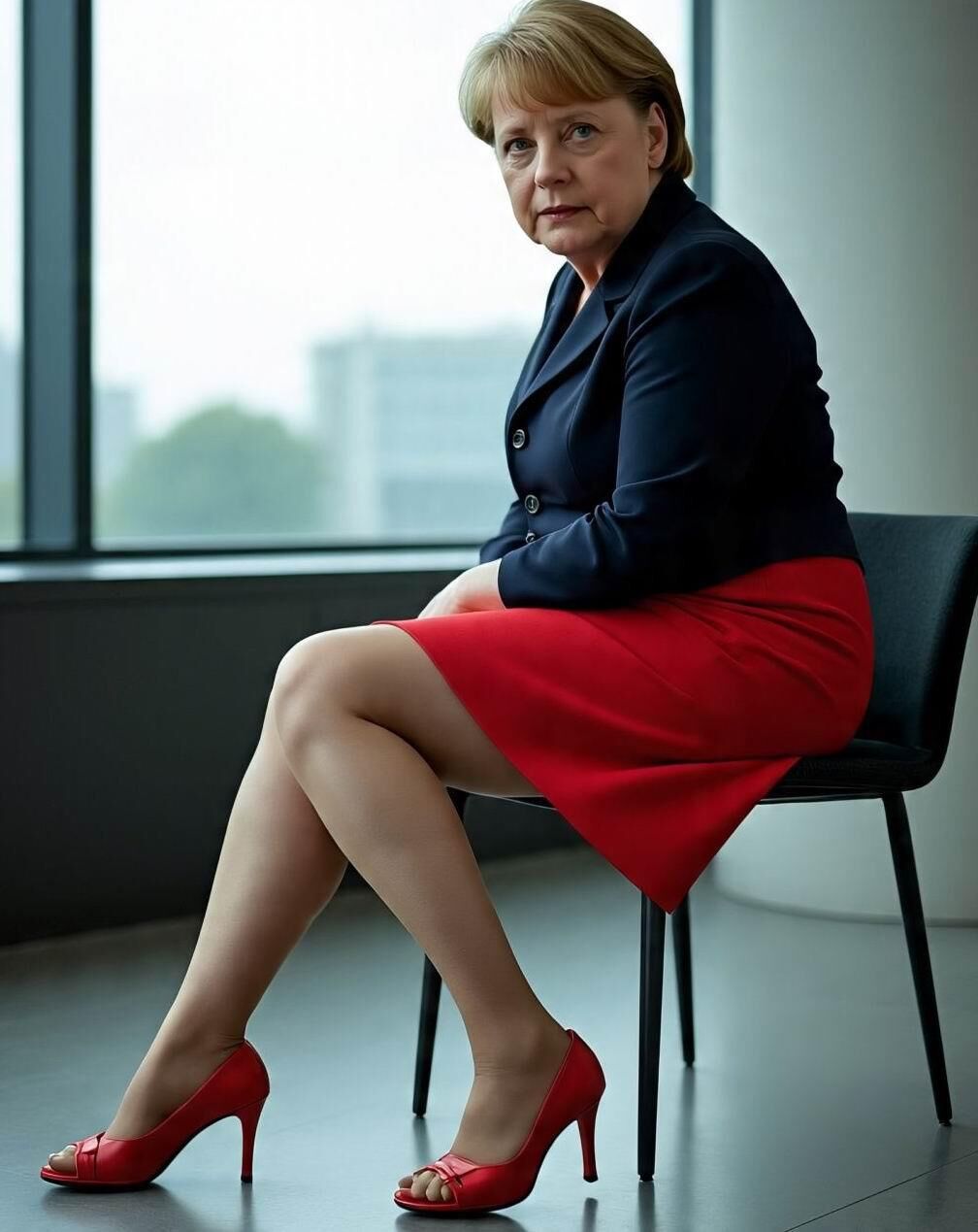 Angela Merkel Legshow in Nylon und Hohen Hacken AI