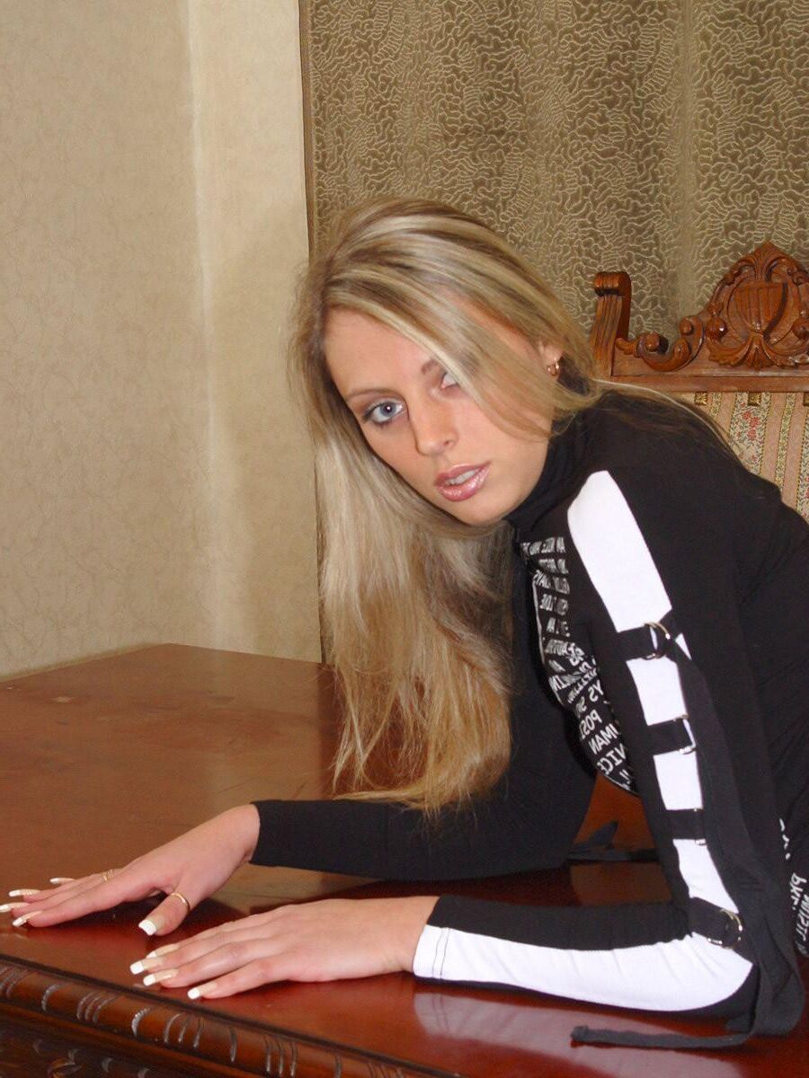 Blond in Jeans Pans Playing with Dildo