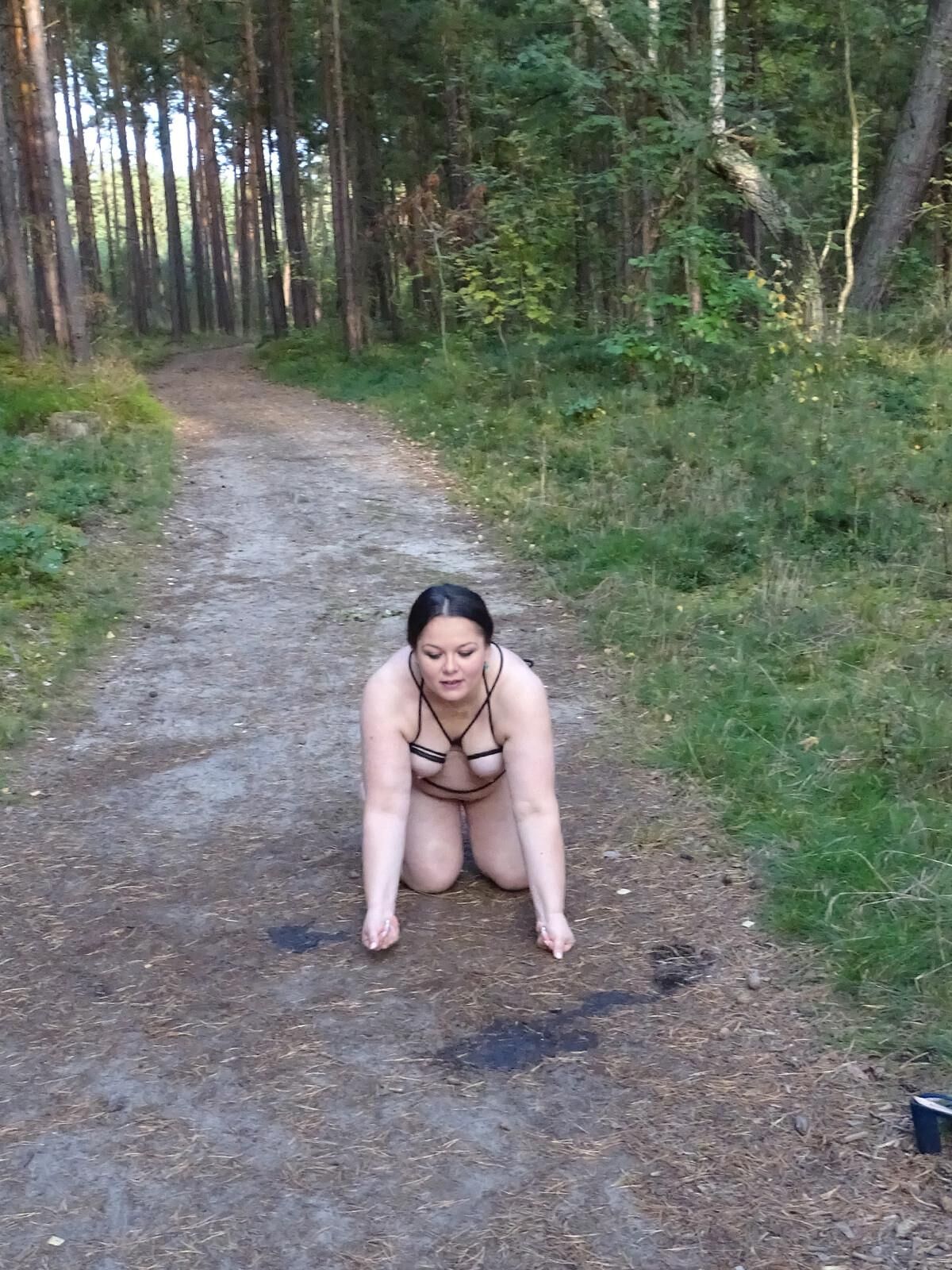shameless Polish fat whore naked in public