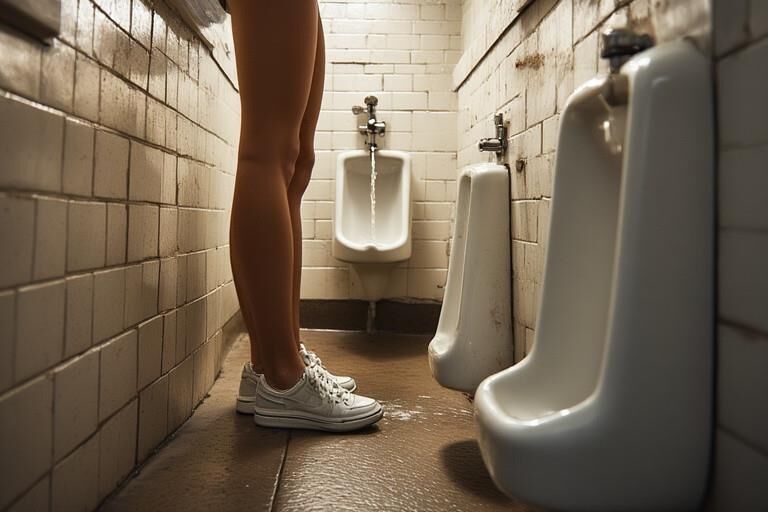 Ein Urinal/ein Golf/die Wahl eines Küchenchefs pissing/pinkeln