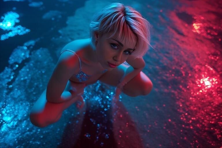Parodie Miley Cyrus, die sich selbst lindert
