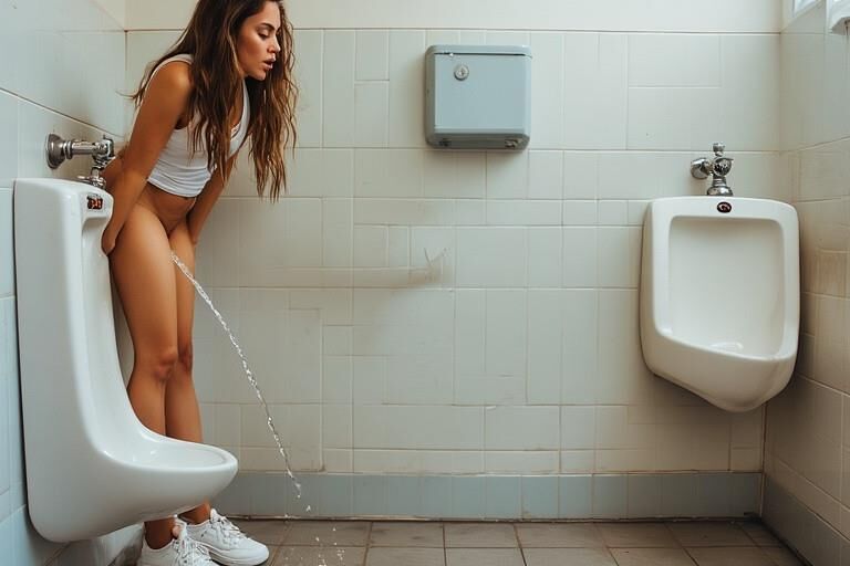 Ein Urinal/ein Golf/die Wahl eines Küchenchefs pissing/pinkeln