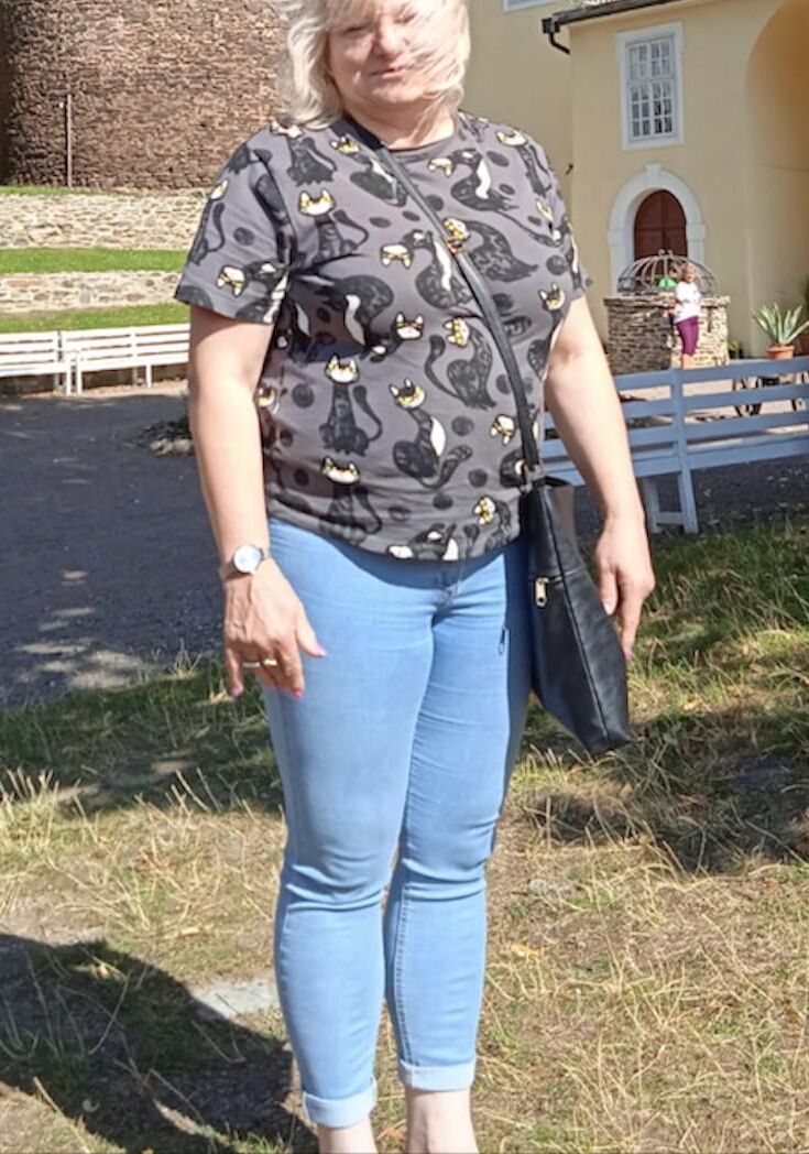 My wife dressed elegantly but also flashing her big tits 