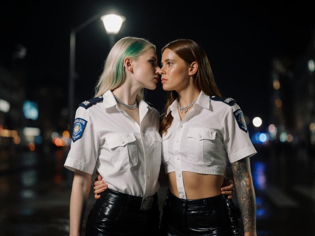 Lust in einheitlichen Prostituierten und Polizeiwomen