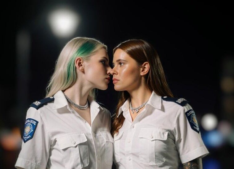 Lust in einheitlichen Prostituierten und Polizeiwomen