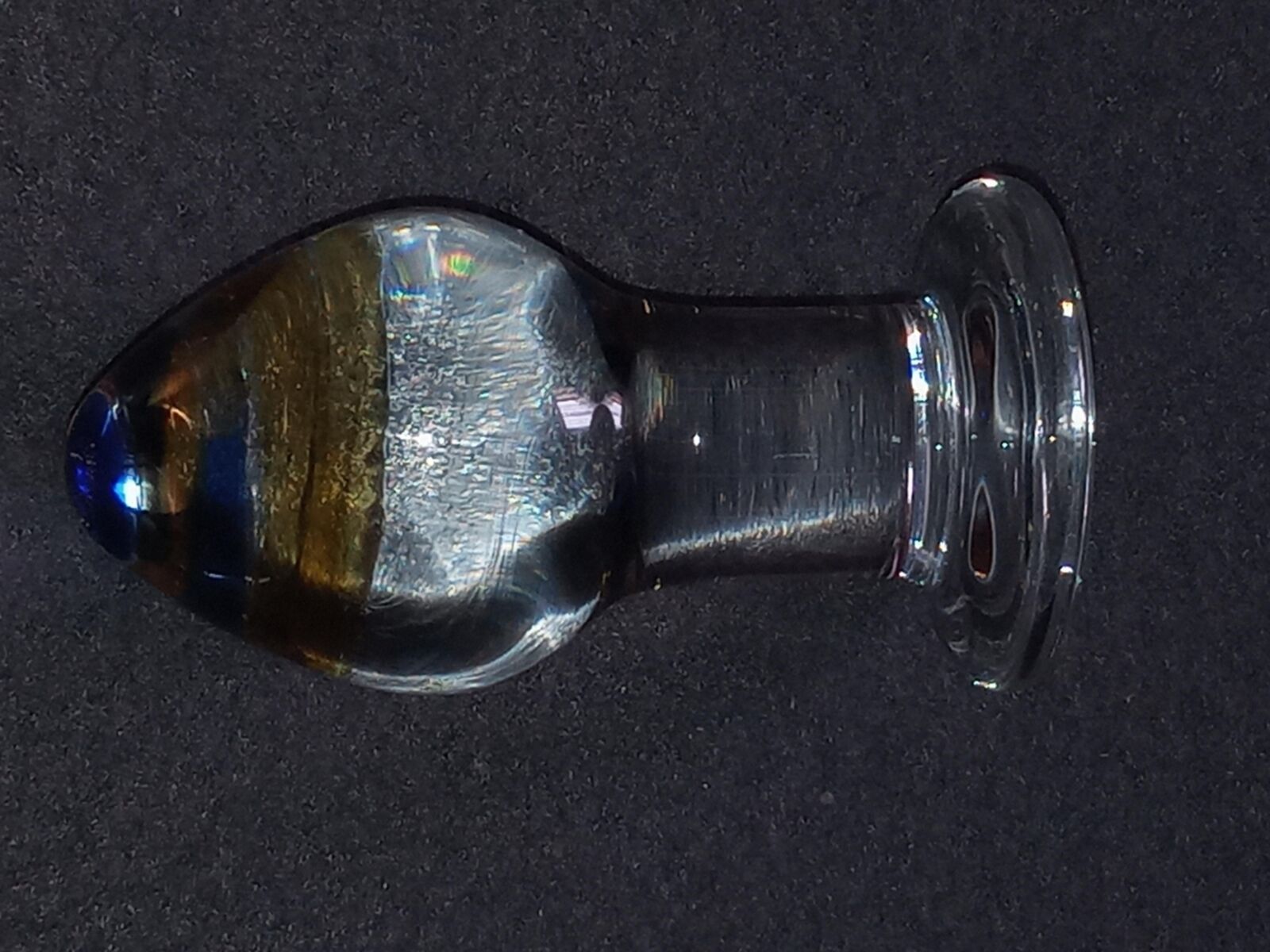 Analdildo в Tropfenform aus glas klar blau gelb cm