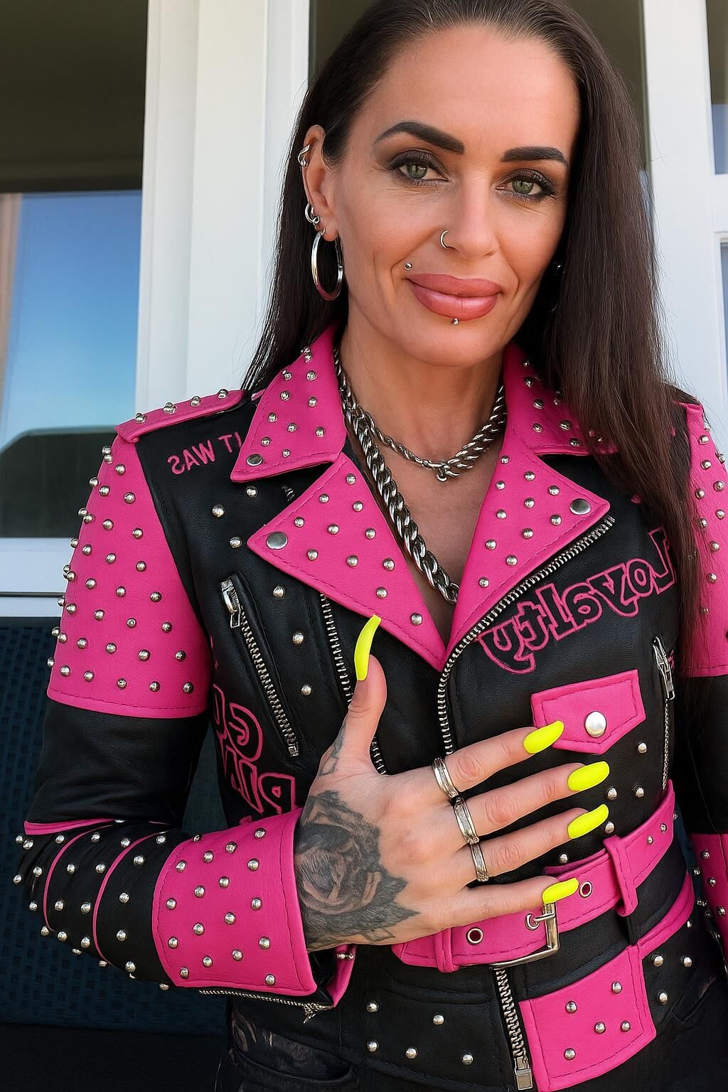 Ai Pink Leder Jacke Besonders