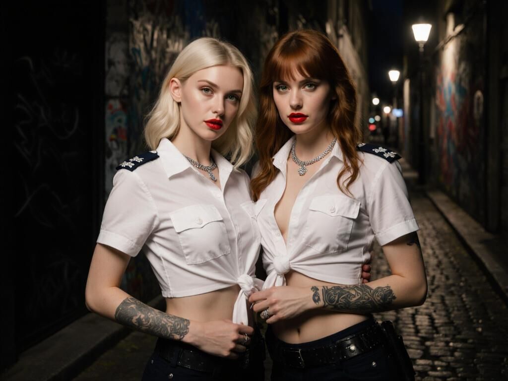 Lust in einheitlichen Prostituierten und Polizeiwomen